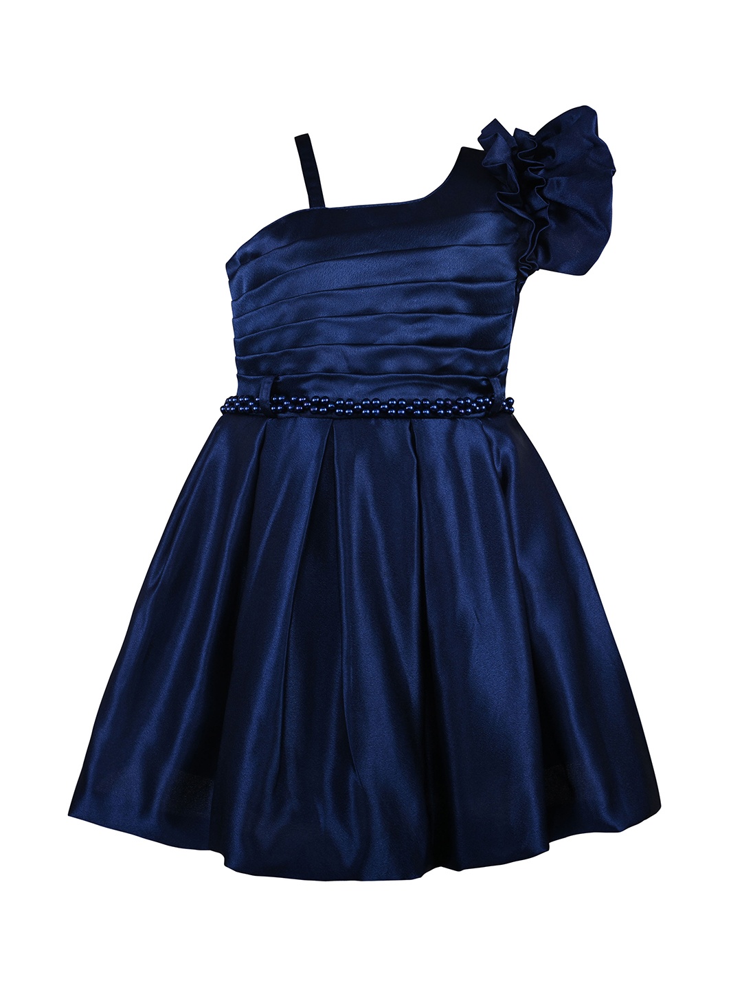 

Wish Karo Girls Embellished Satin Fit & Flare Dress, Navy blue