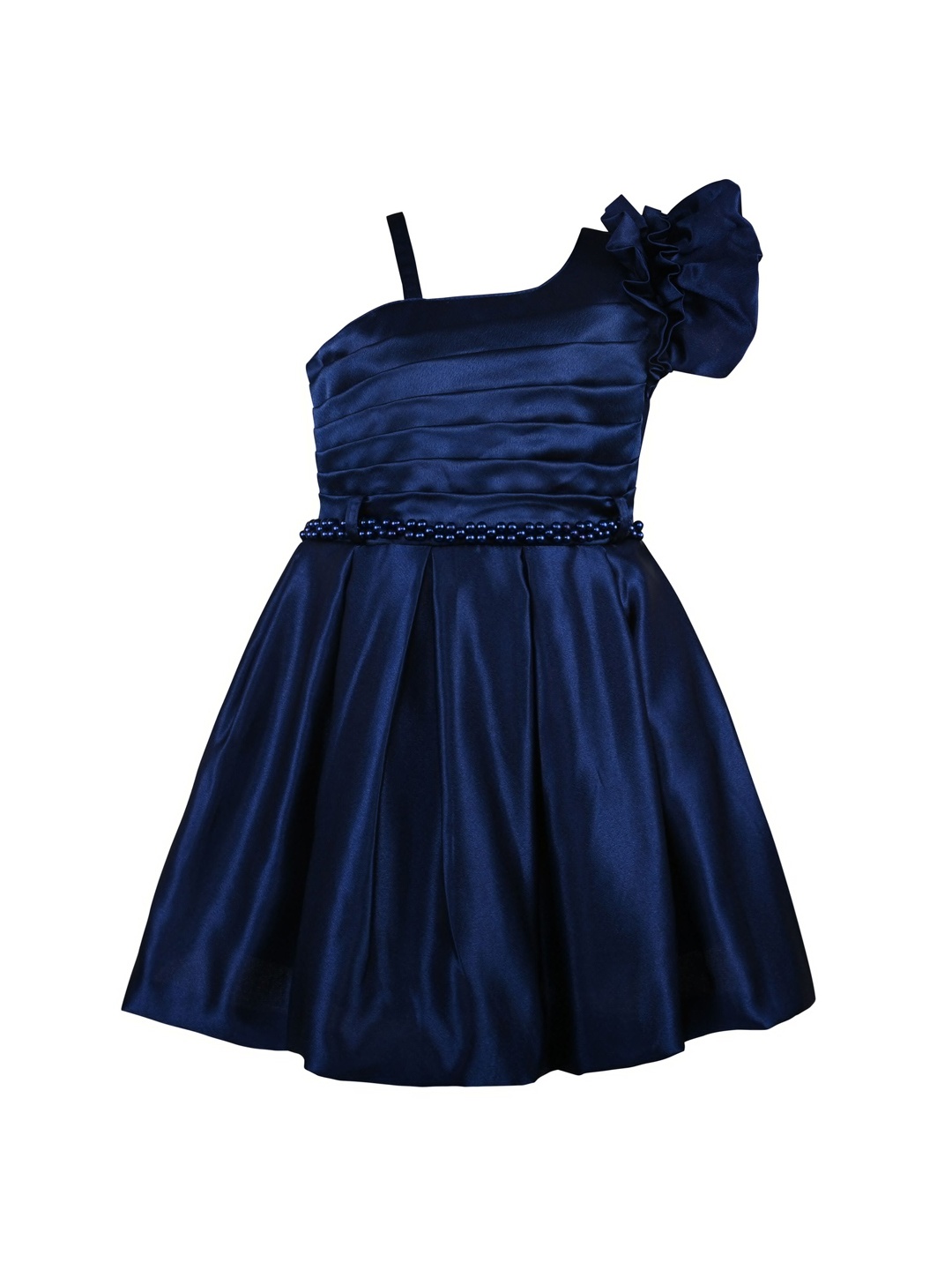 

Wish Karo Girls Embellished Satin Fit & Flare Dress, Navy blue
