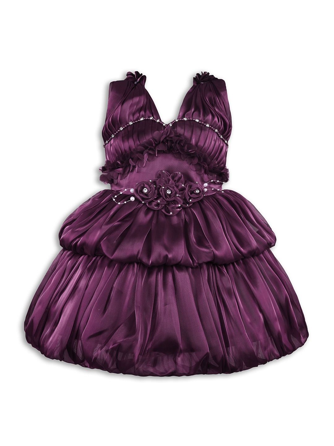 

Wish Karo Girls Embellished Satin Fit & Flare Dress, Purple