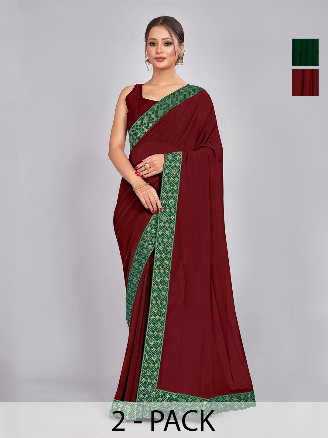 

CastilloFab Zari Pure Georgette Saree, Green