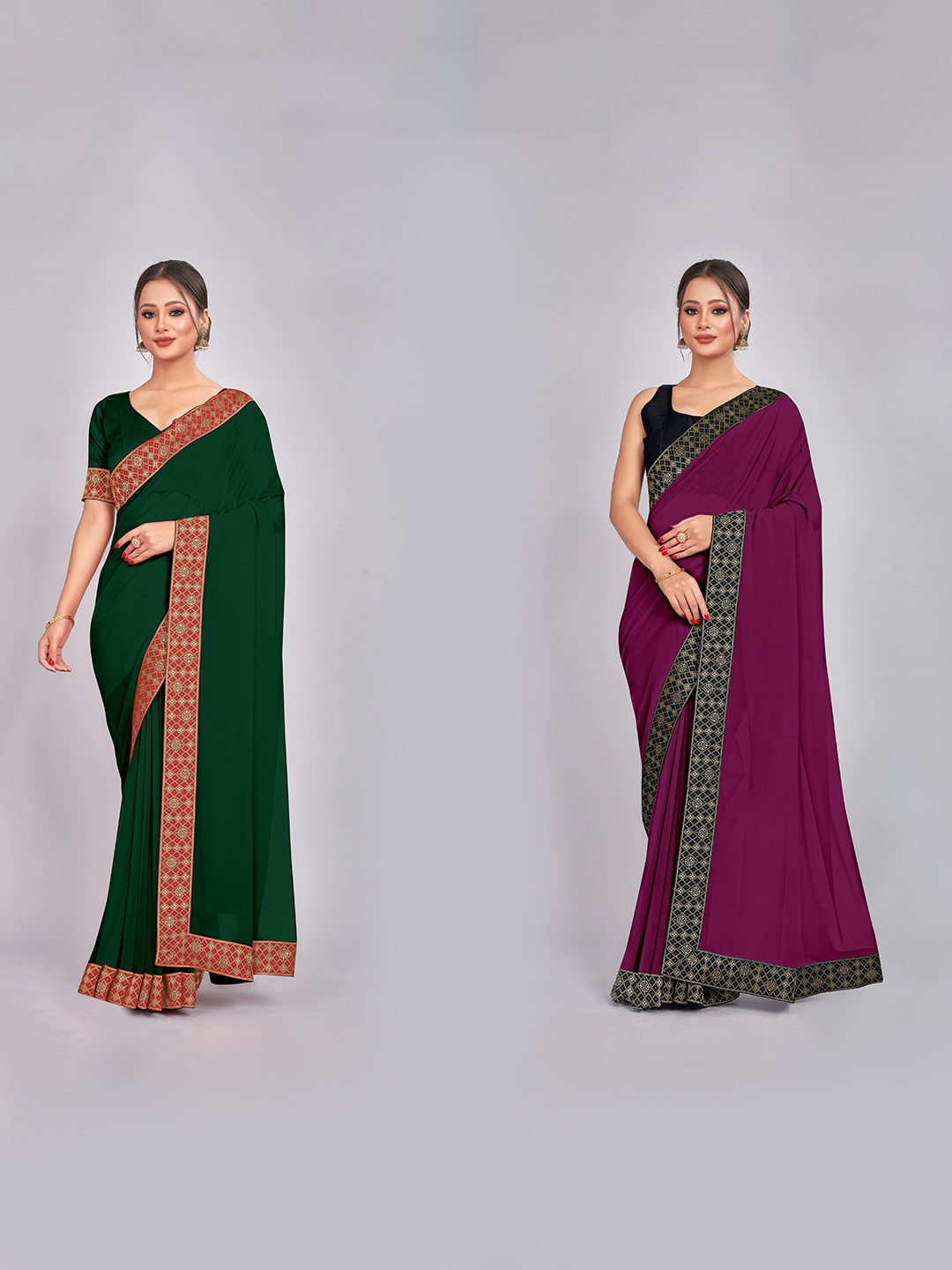 

CastilloFab Zari Pure Georgette Saree, Burgundy