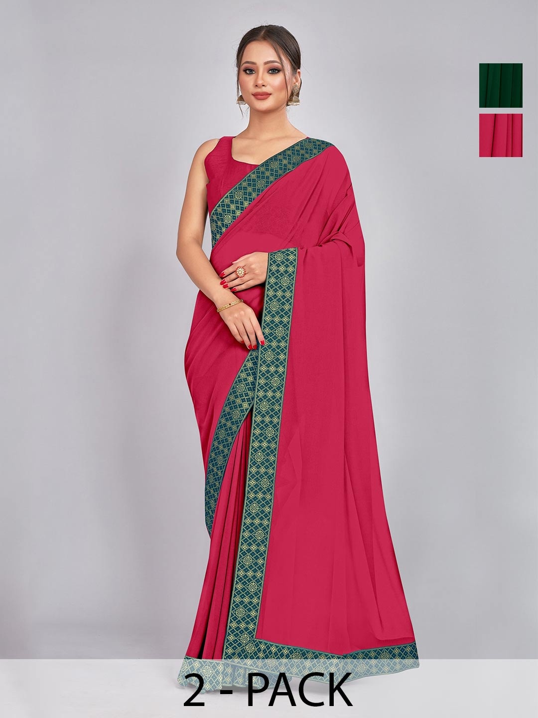 

CastilloFab Zari Pure Georgette Saree, Green