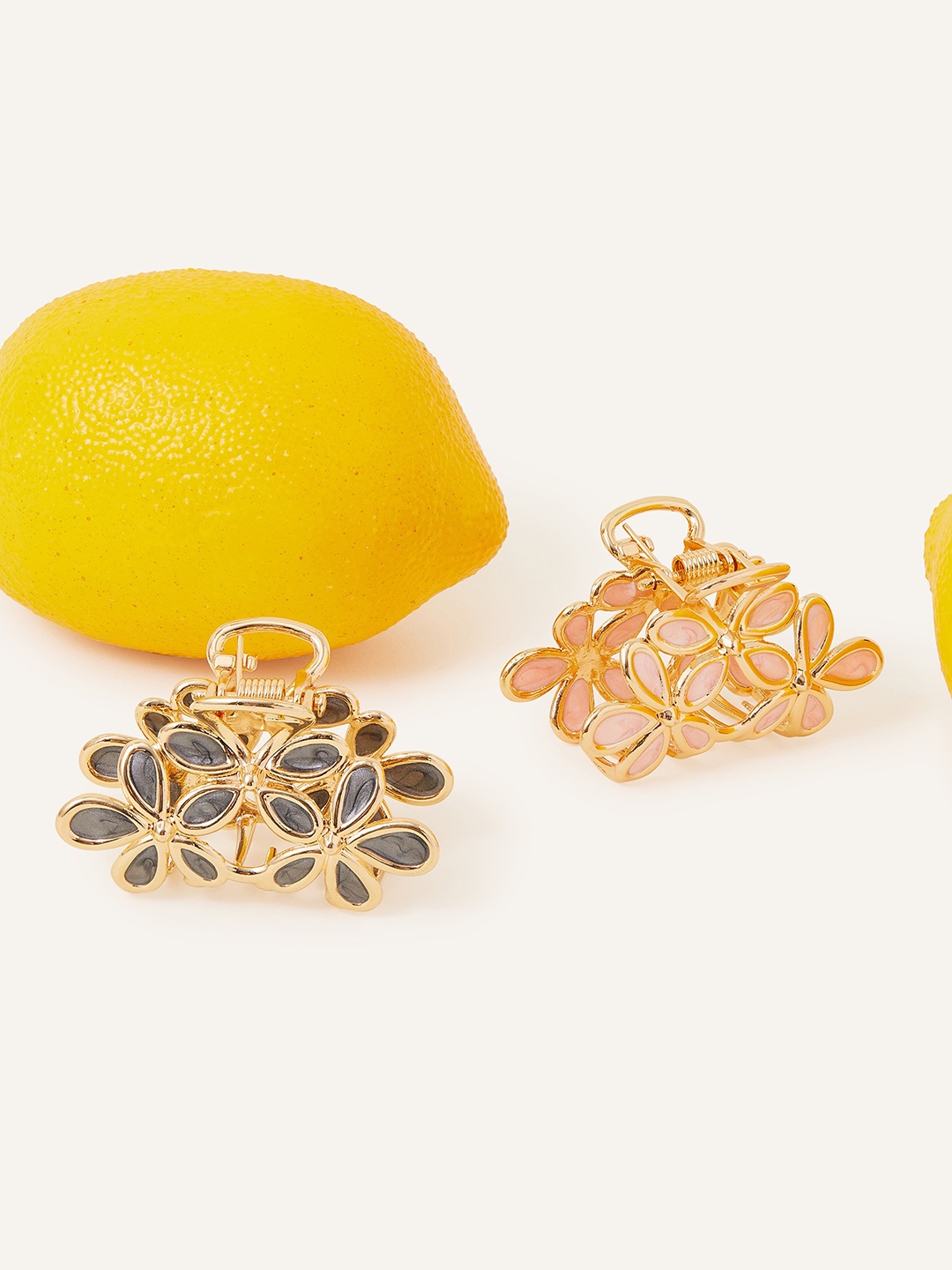 

Accessorize Set of 2 Flower Claw Clips, Gold