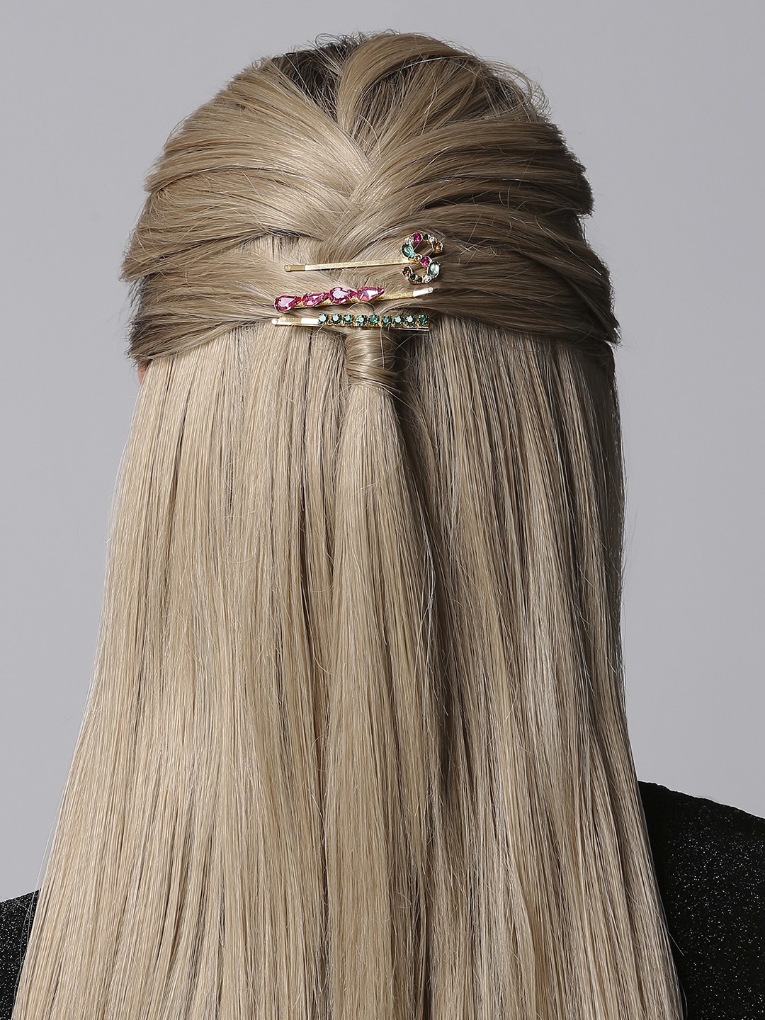 

Accessorize Set of 3 Stone-Studded Bobby Pins, Pink