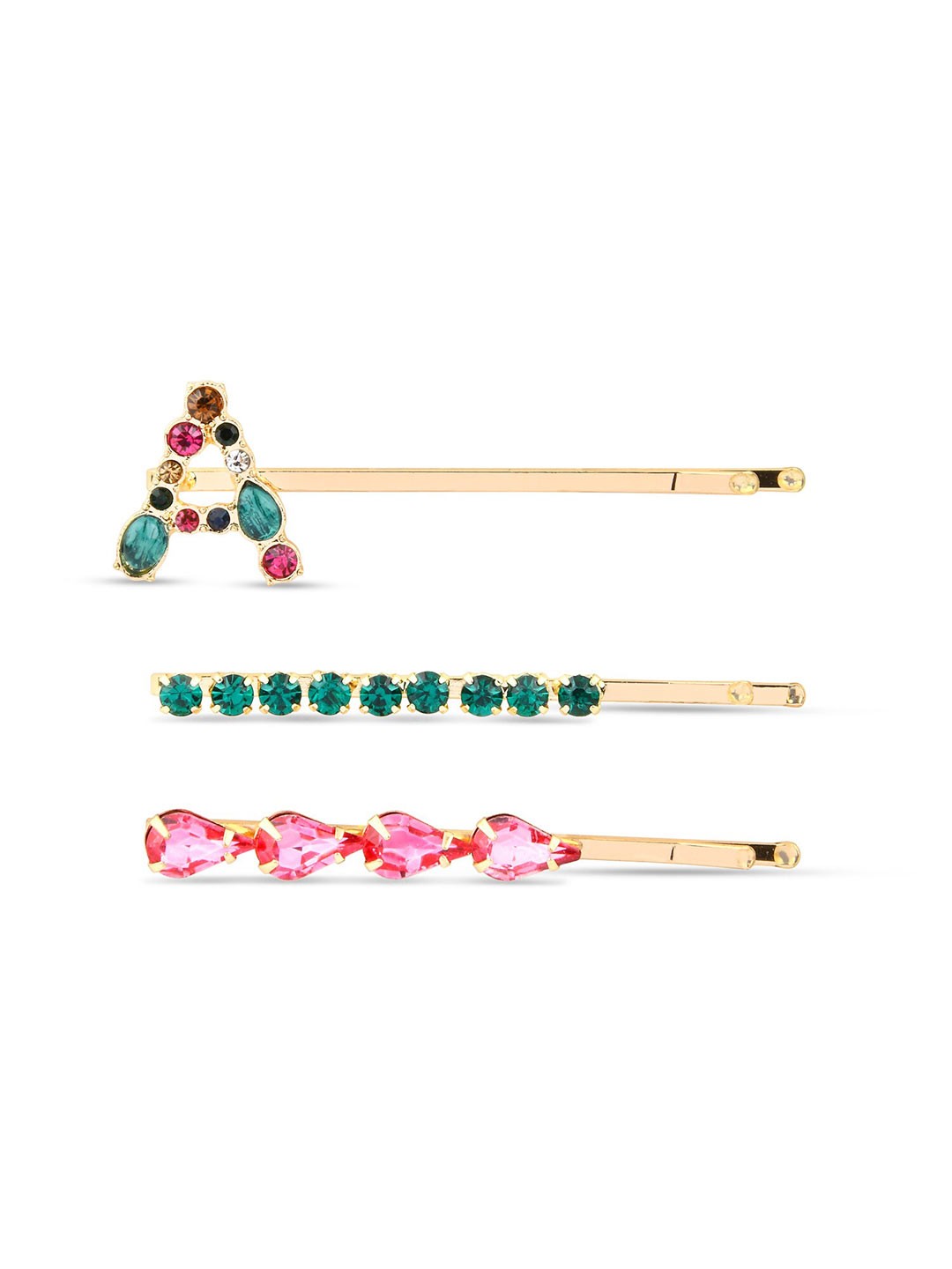 Accessorize Set Of 3 Alligator Hair Clip, Gold