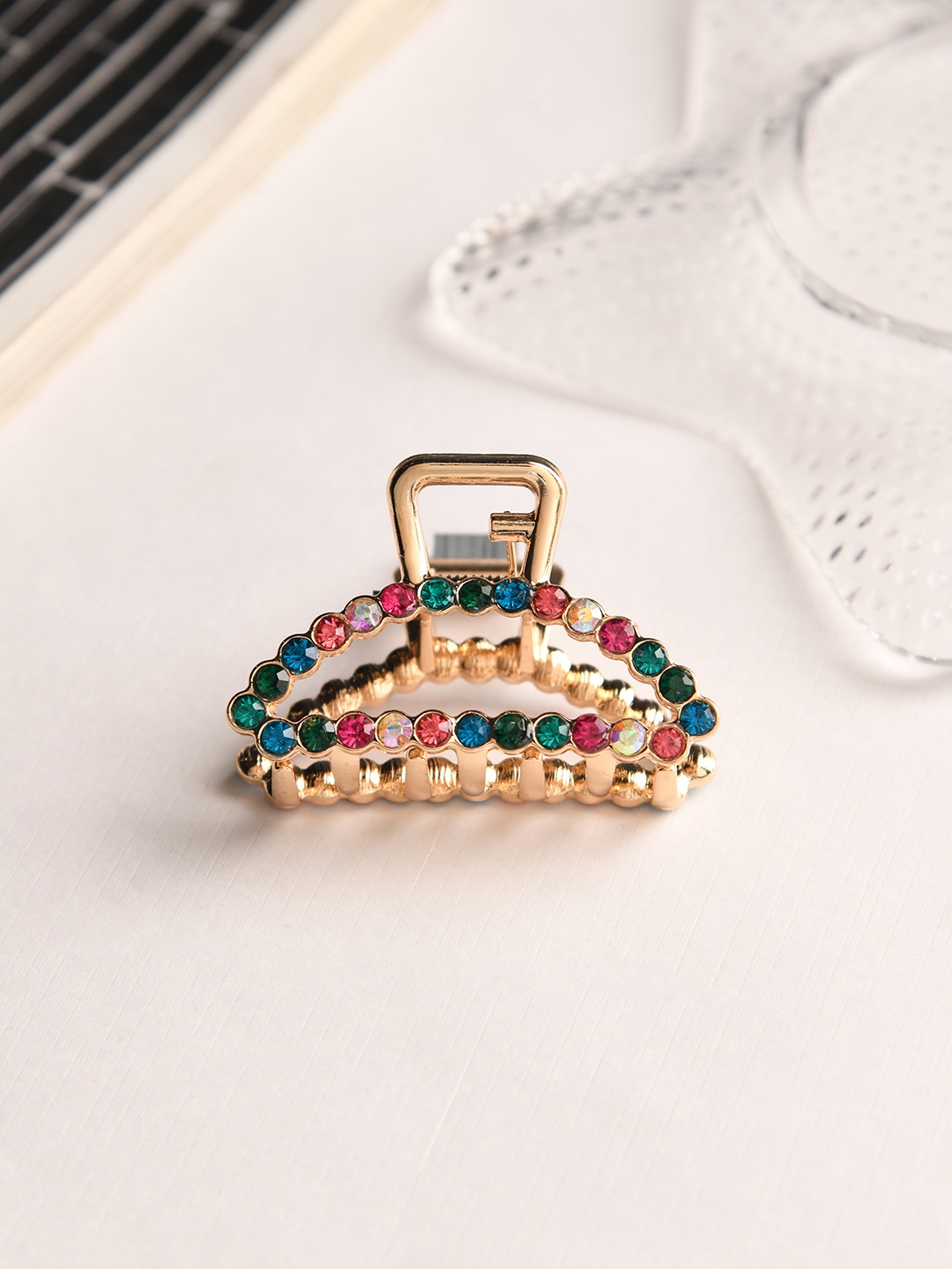 

Accessorize Women Stone Studded Claw Clip, Gold
