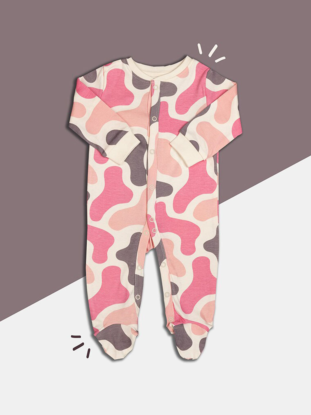 

BAESD Infants Round Neck Organic Cotton Sleepsuit, Cream