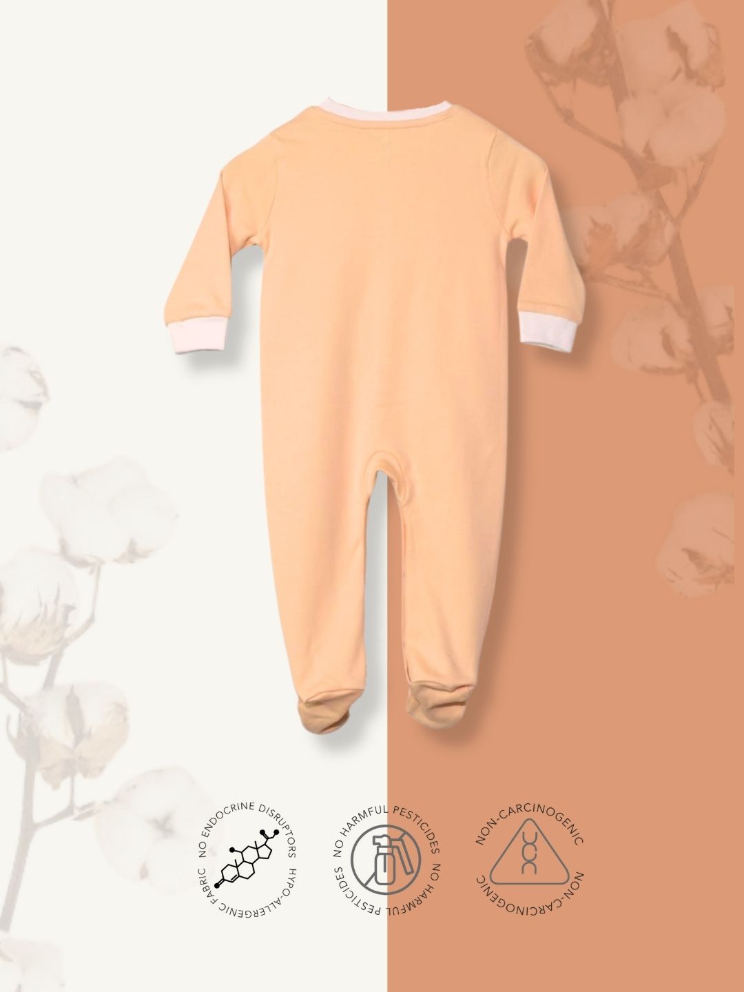 

BAESD Infants Round Neck Organic Cotton Sleepsuit, Orange