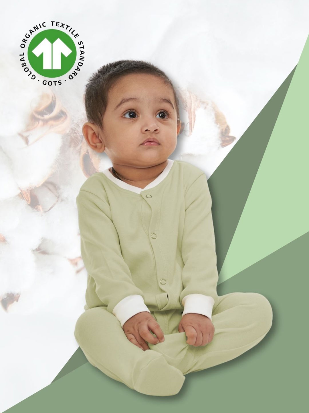 

BAESD Infants Organic Cotton Sleepsuit, Green