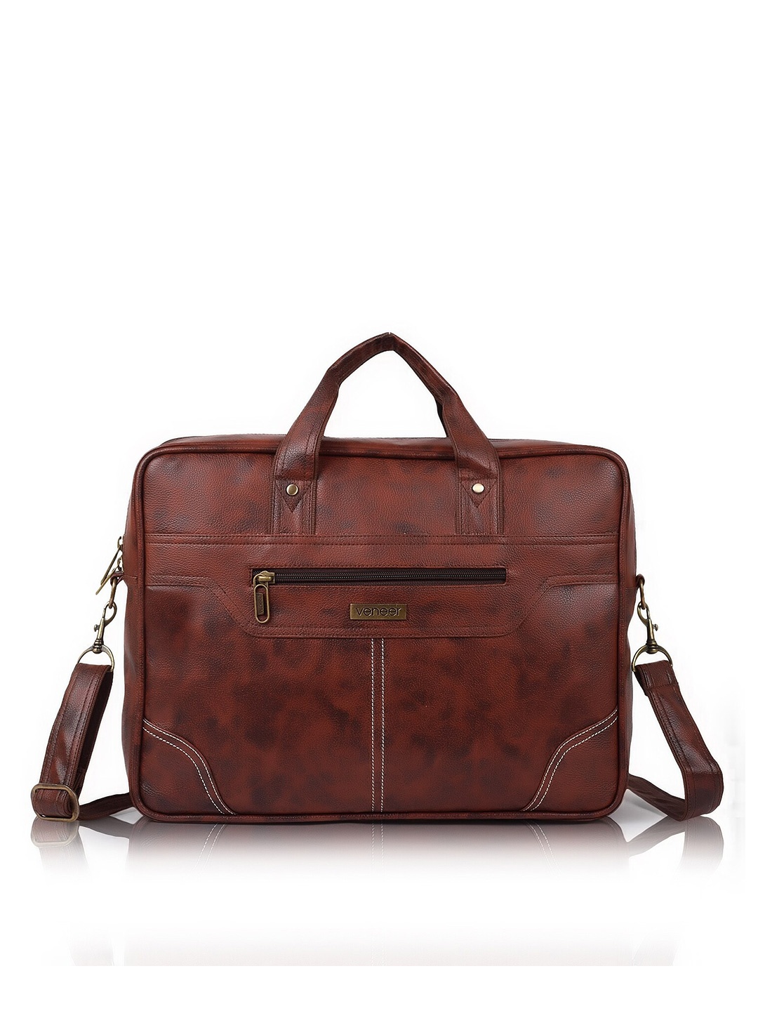 

Veneer Unisex Printed Messenger Bag, Coffee brown