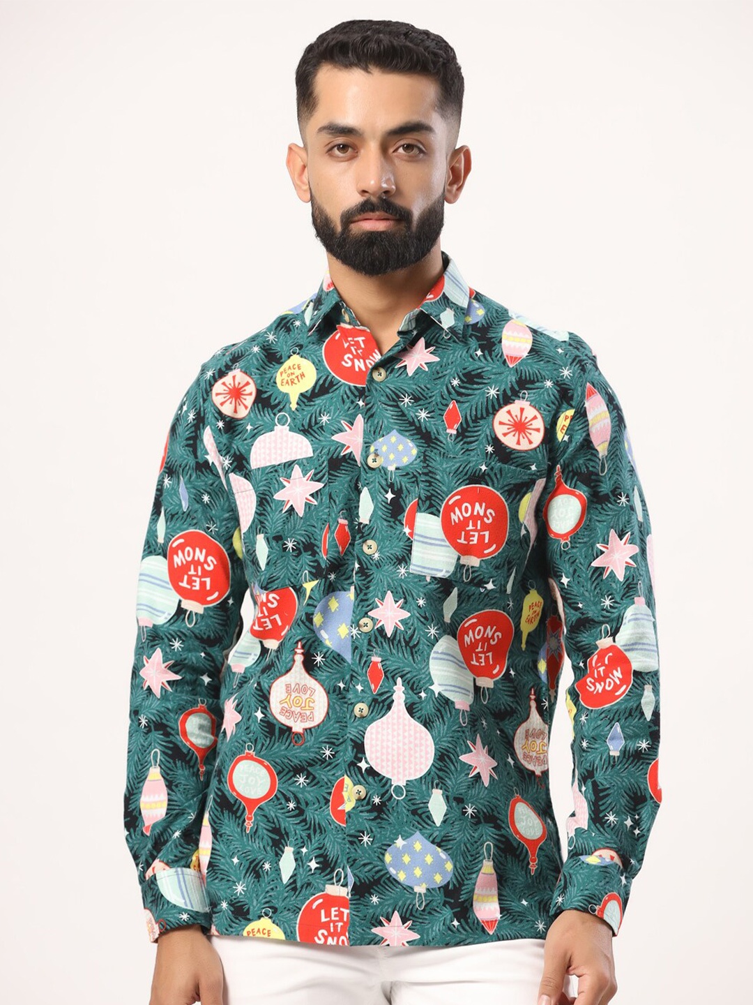 

Tistabene New Chirstmas Printed Flannel Casual Shirt, Green