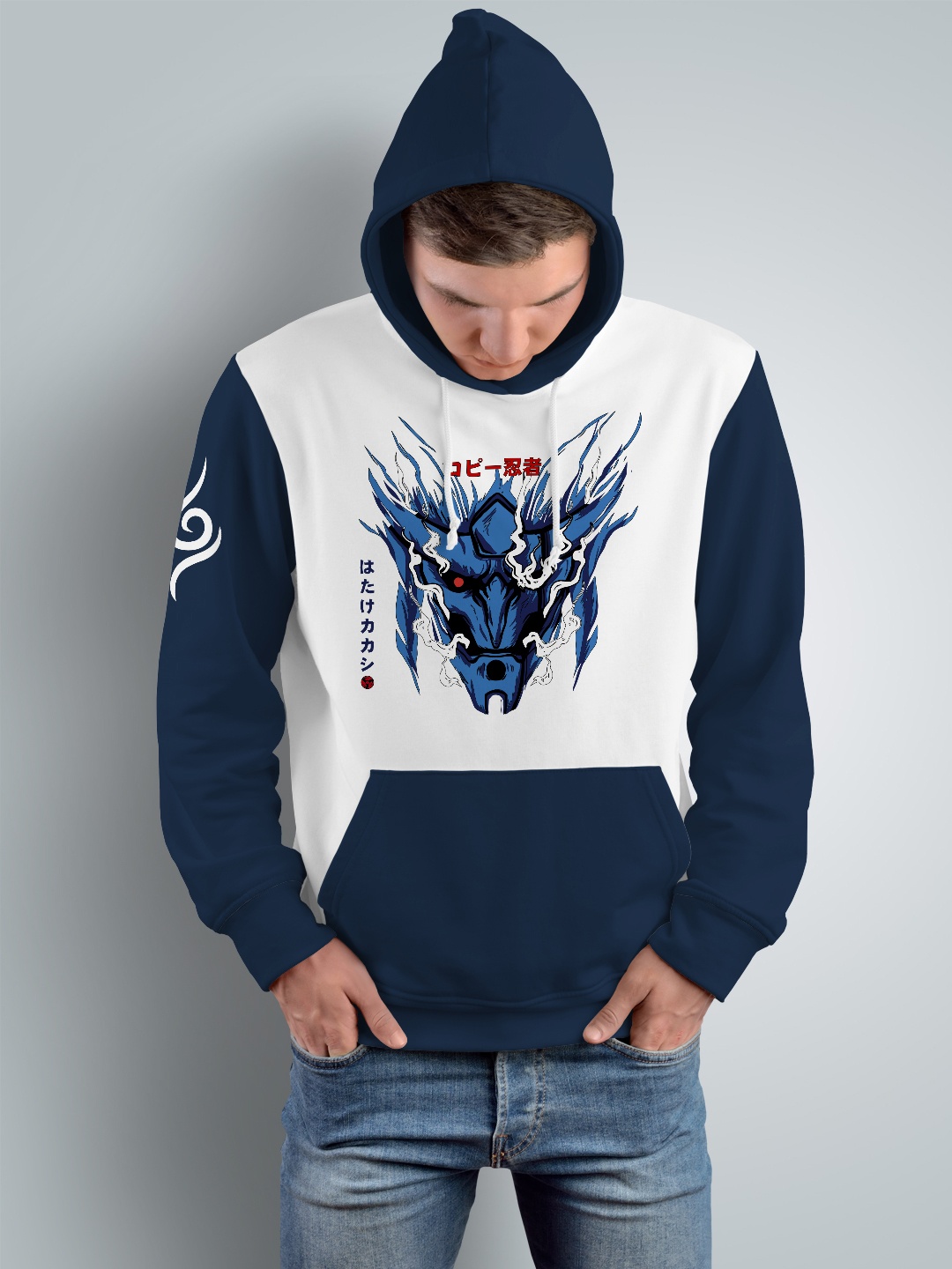 

Crazymonk Kakashi Hatake Printed Hooded Pullover, Navy blue