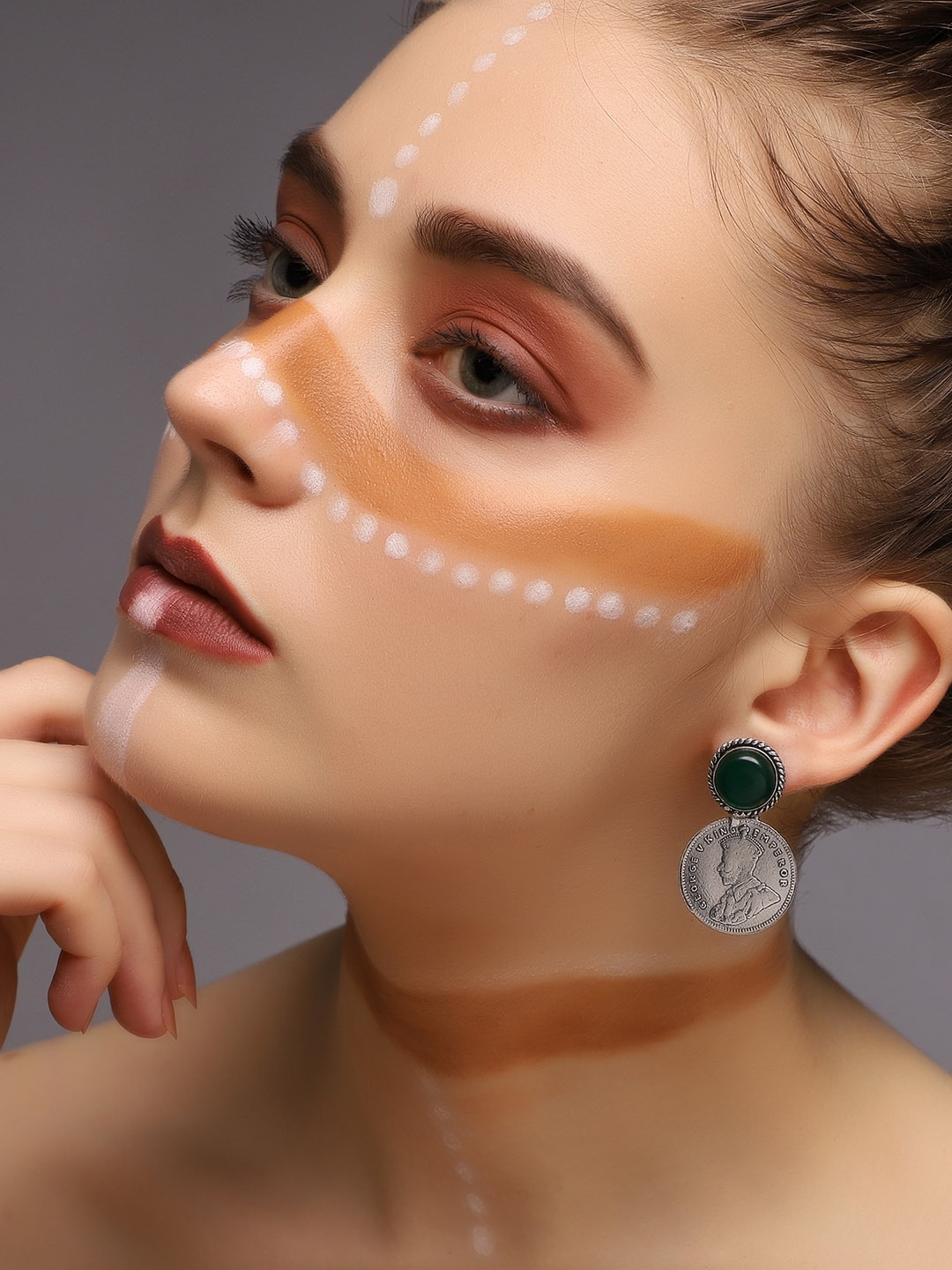 

VENI Silver Plated Contemporary Studs, Green