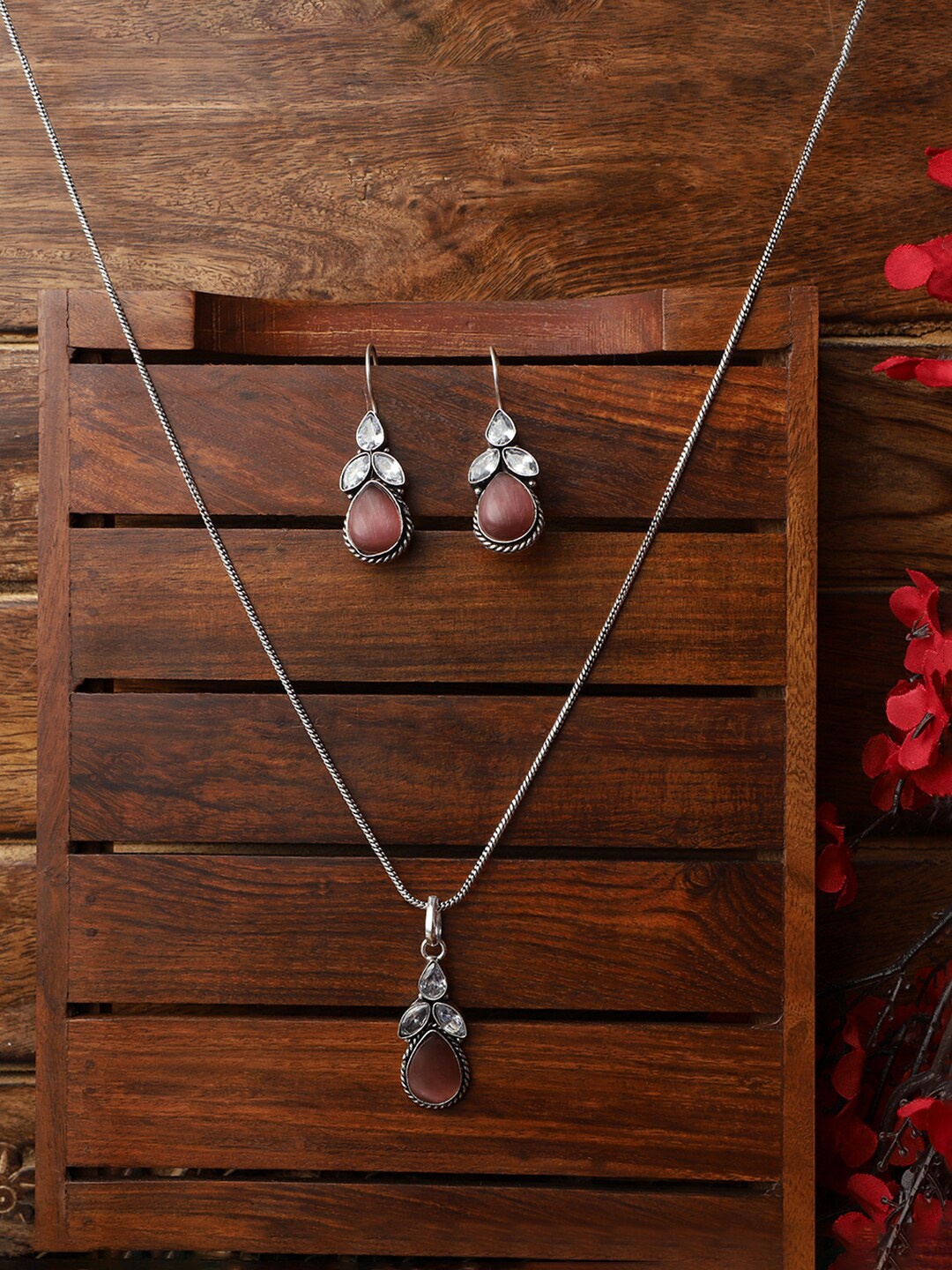 

VENI Silver-Plated Stone-Studded Jewellery Set