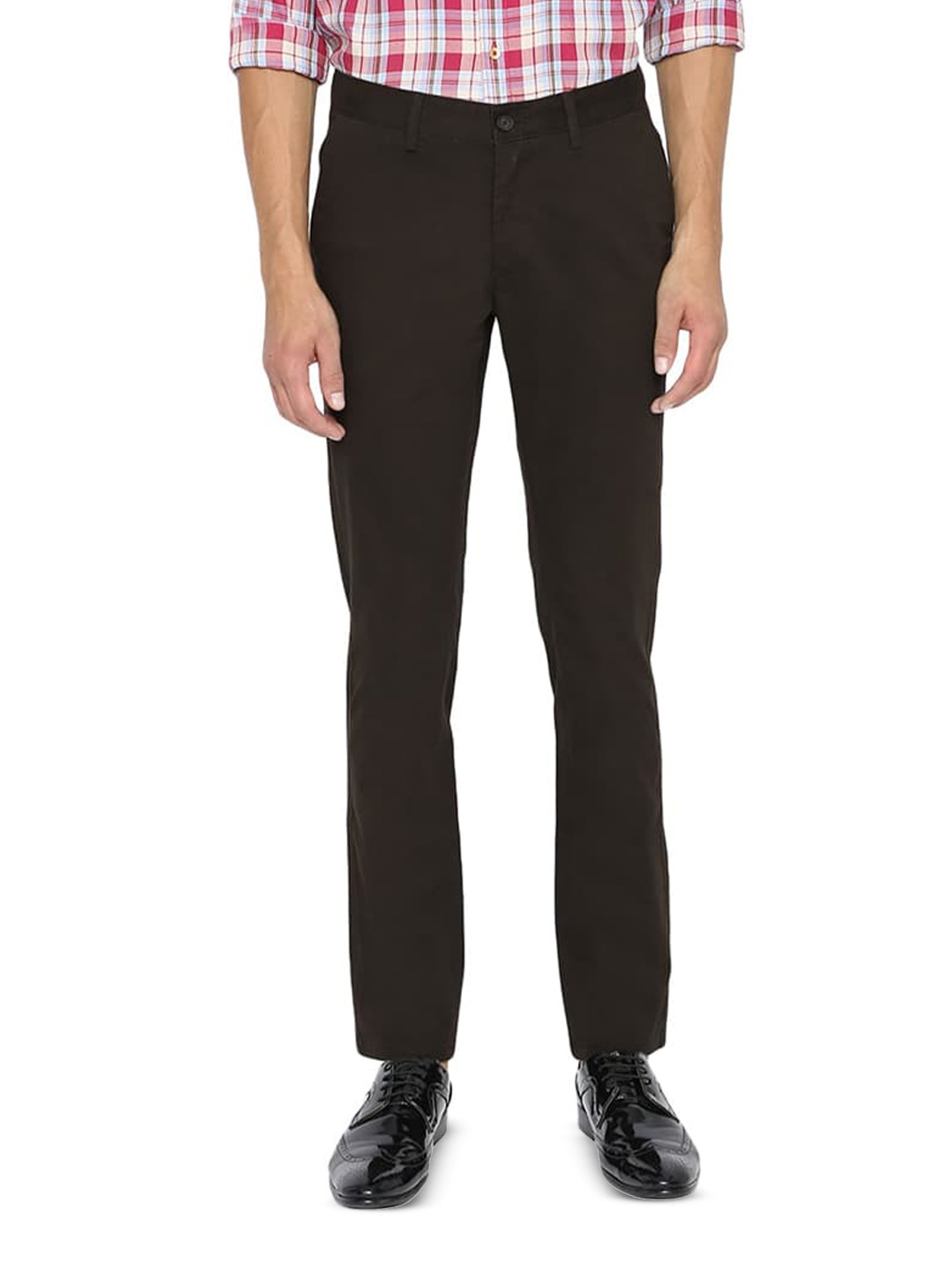 

Basics Men Tapered Fit Cotton Trousers, Brown