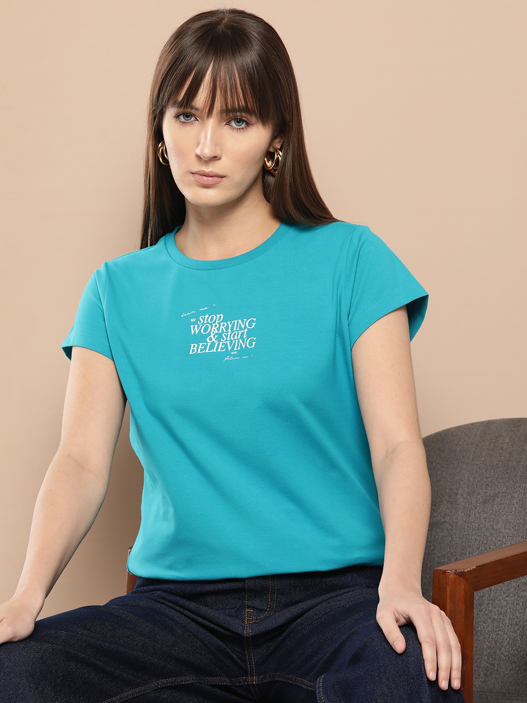 

Chemistry Women Typography Printed T-shirt, Blue