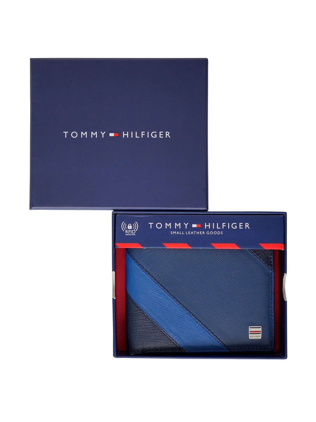 

Tommy Hilfiger Colourblocked Leather Two Fold Wallet, Navy blue