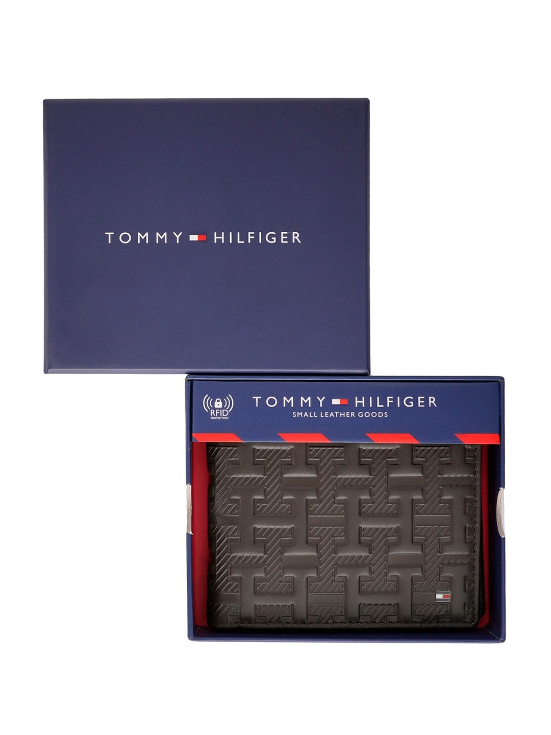 

Tommy Hilfiger Men Brand Logo Textured Leather Two Fold Wallet, Brown