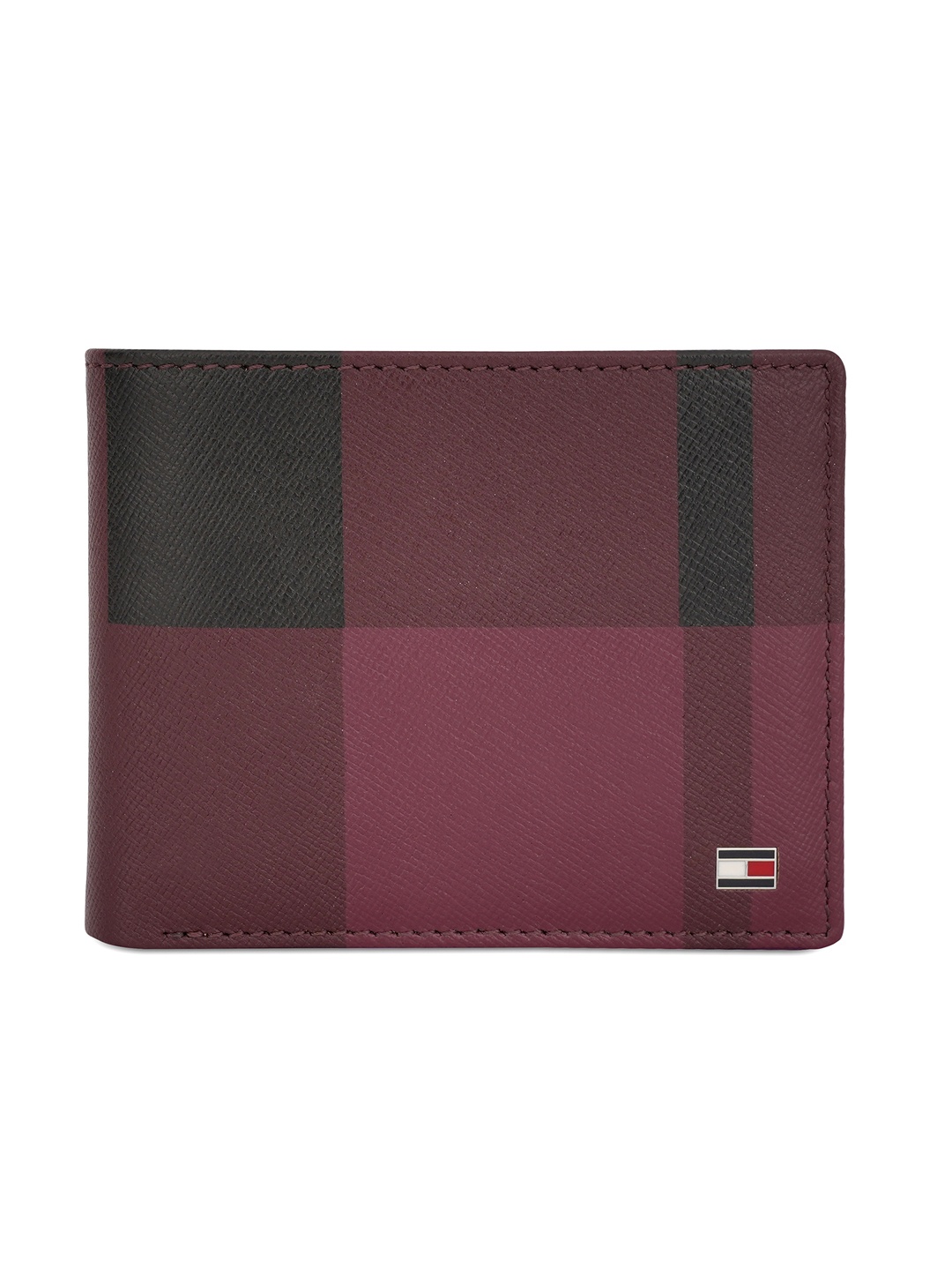 

Tommy Hilfiger Checked Leather Two Fold Wallet, Maroon