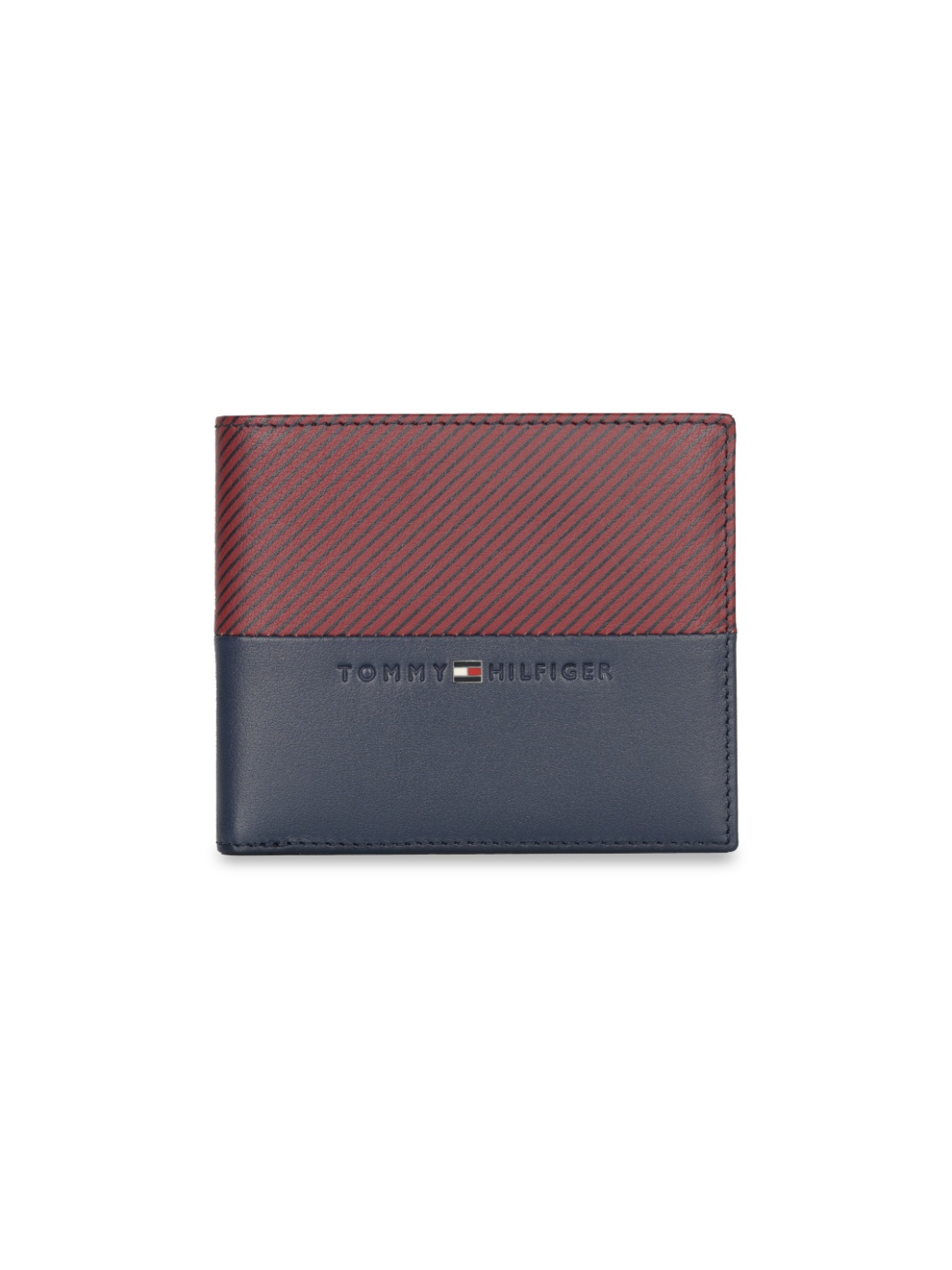 

Tommy Hilfiger Colourblocked Leather Two Fold Wallet, Navy blue