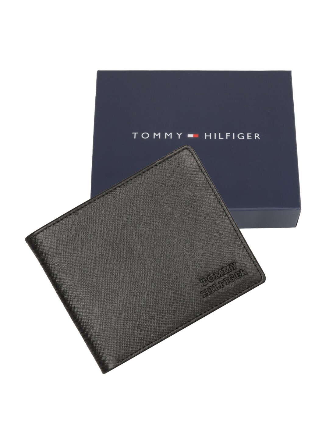

Tommy Hilfiger Men Leather Two Fold Wallet, Black