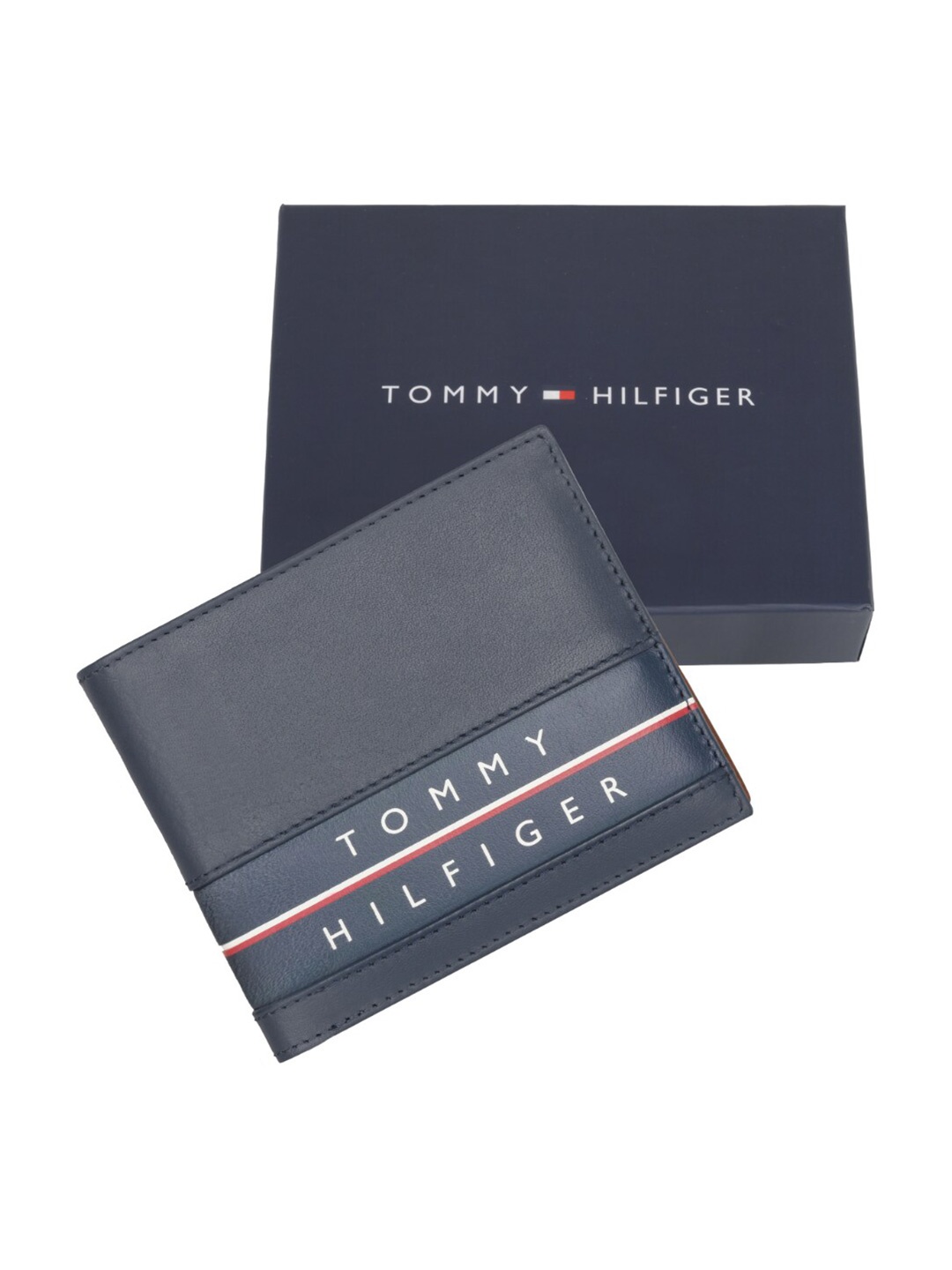 

Tommy Hilfiger Men Leather Two Fold Wallet, Navy blue