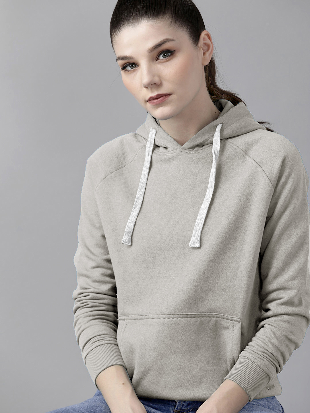 

BAESD Hooded Long Sleeves Cotton Pullover Sweatshirt, Grey