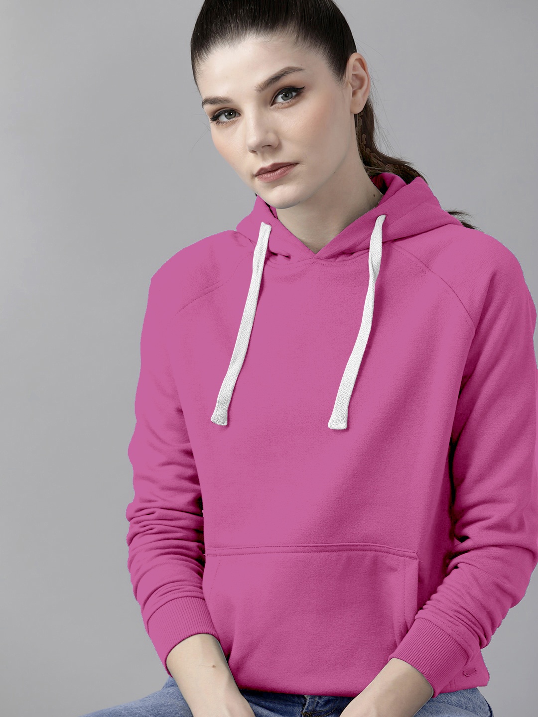 

BAESD Hooded Kangaroo Pocket Ribbed Pullover Cotton Sweatshirt, Purple