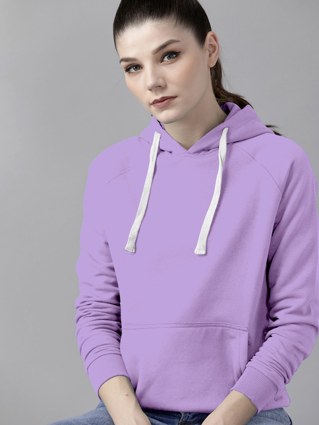 

BAESD Hooded Long Sleeves Cotton Pullover Sweatshirt, Lavender