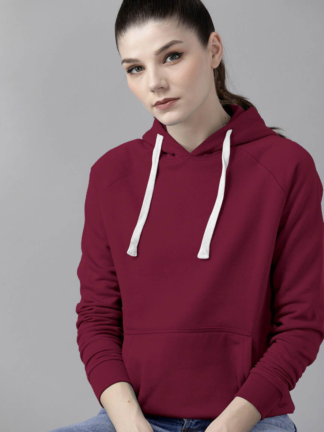 

BAESD Pullover Kangaroo Pocket Cotton Ribbed Hooded Sweatshirt, Maroon