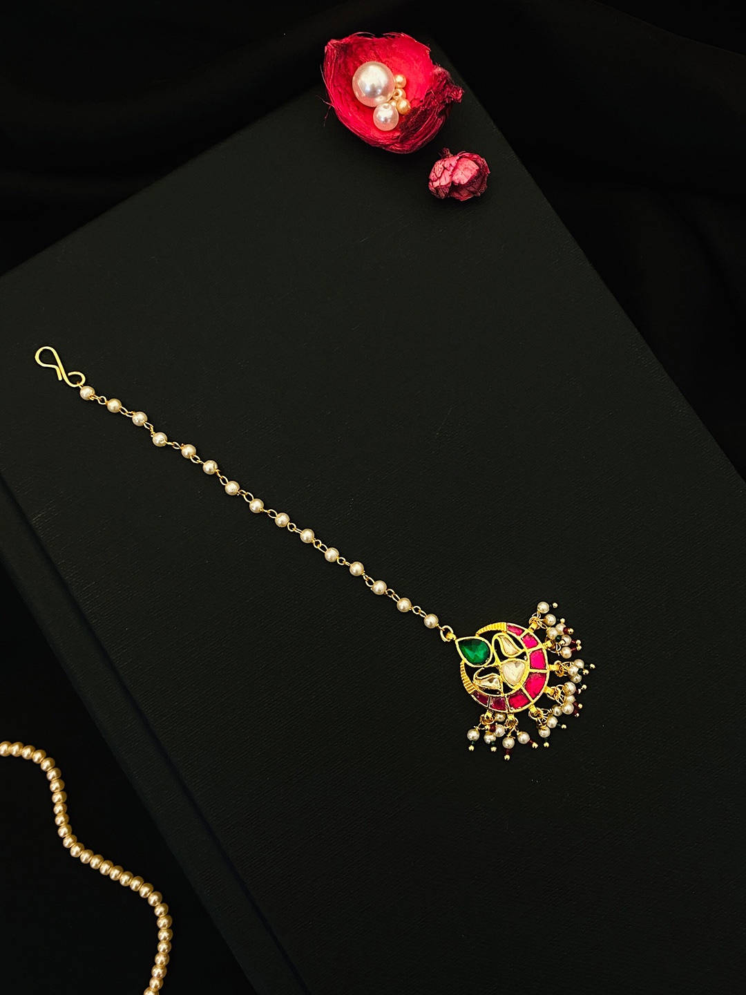 

ABDESIGNS Gold-Plated Artificial Stone Studded Maangtikka