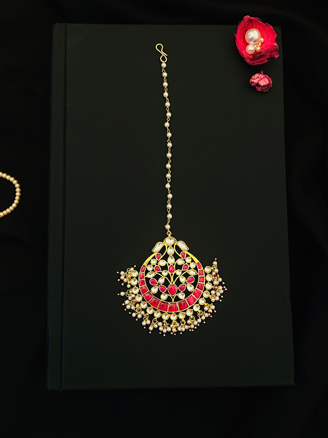 

ABDESIGNS Gold-Plated Kundan-Studded & Beaded Maang Tikka