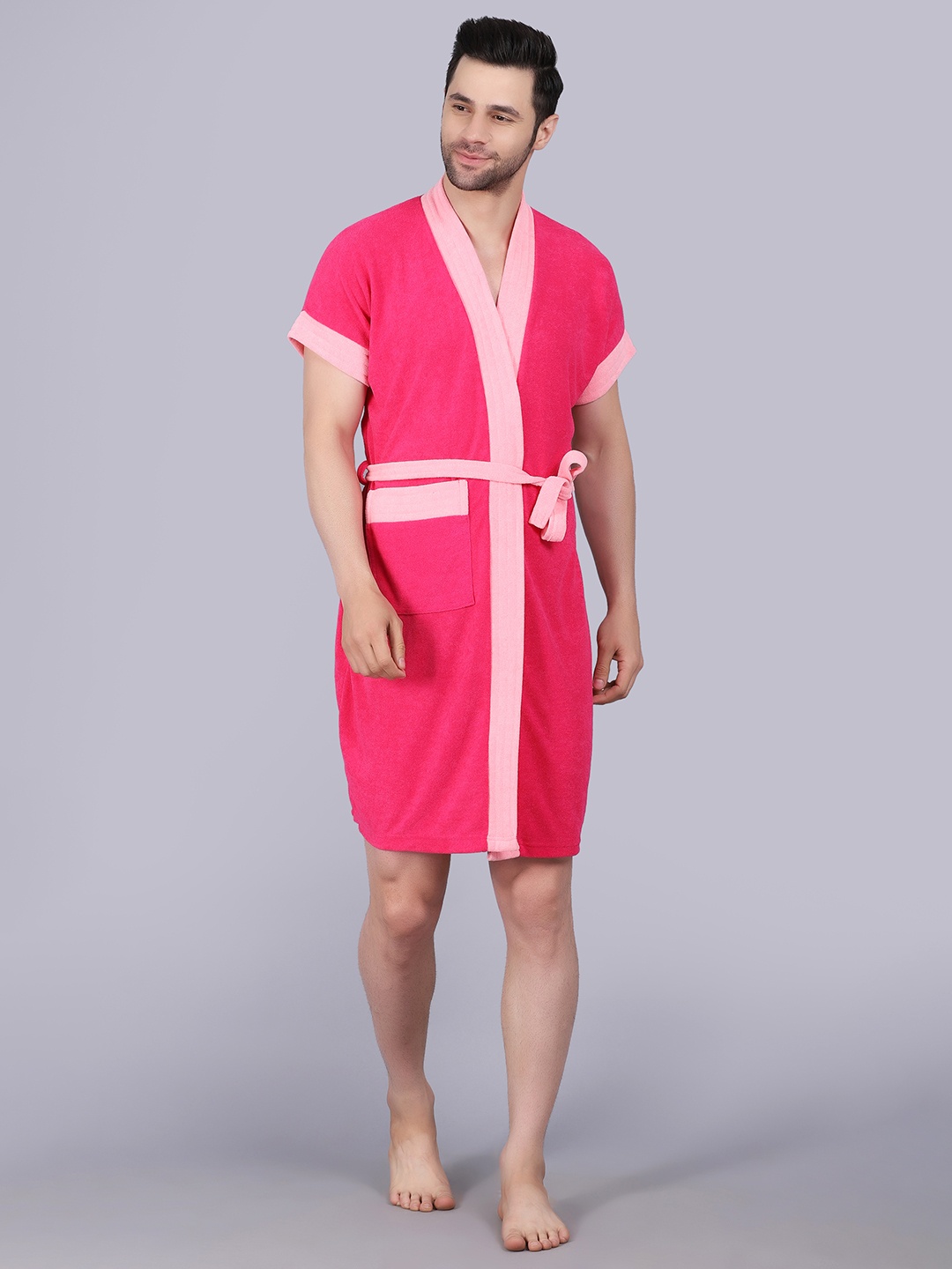 

POORAK Shawl Collar Terry Bath Robe, Pink