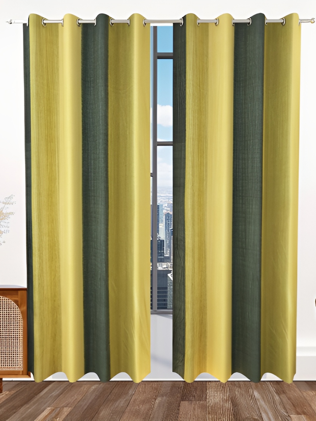 

Stella Creations Green 2 Pieces Room Darkening Door Curtains