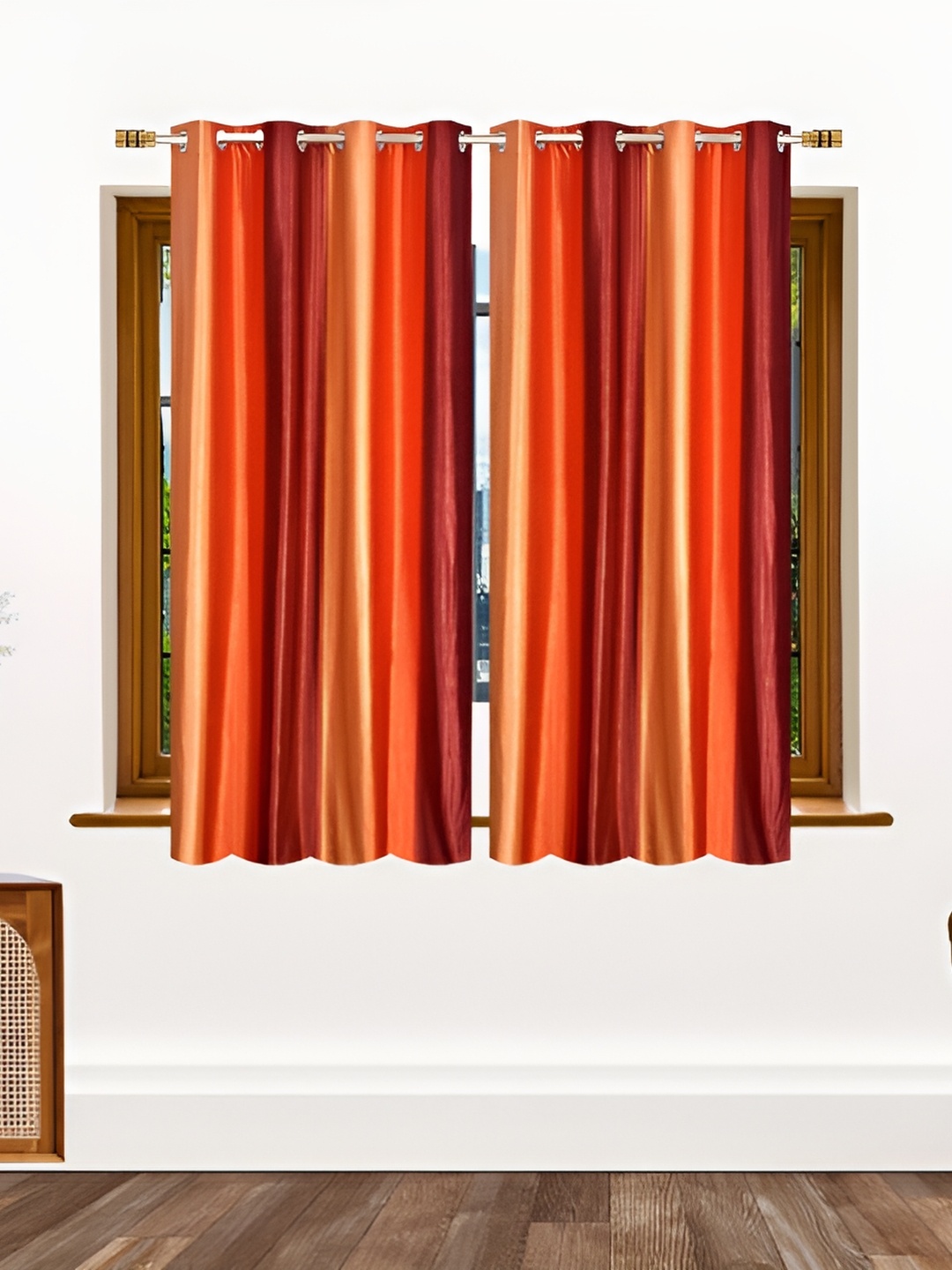 

Stella Creations Orange 2 Pieces Room Darkening Window Curtains