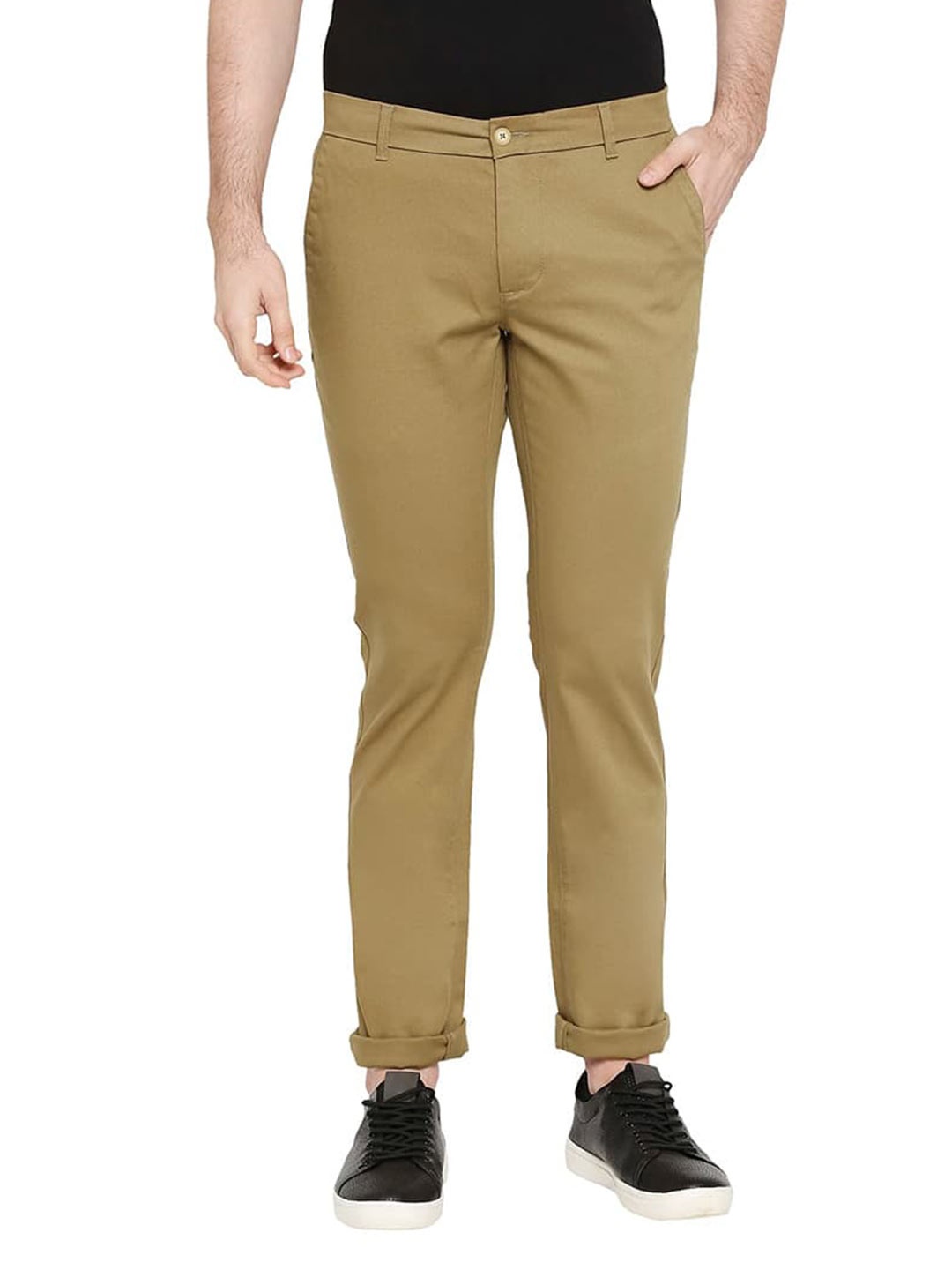 

Basics Men Tapered Fit Chinos Stretch Cotton Trousers, Green