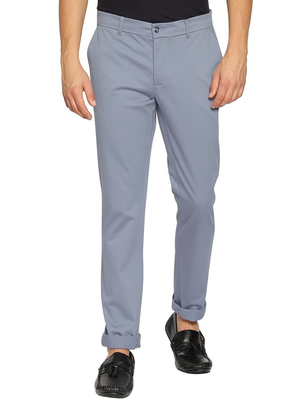 

Basics Men Cotton Tapered Fit Chinos Trousers, Blue