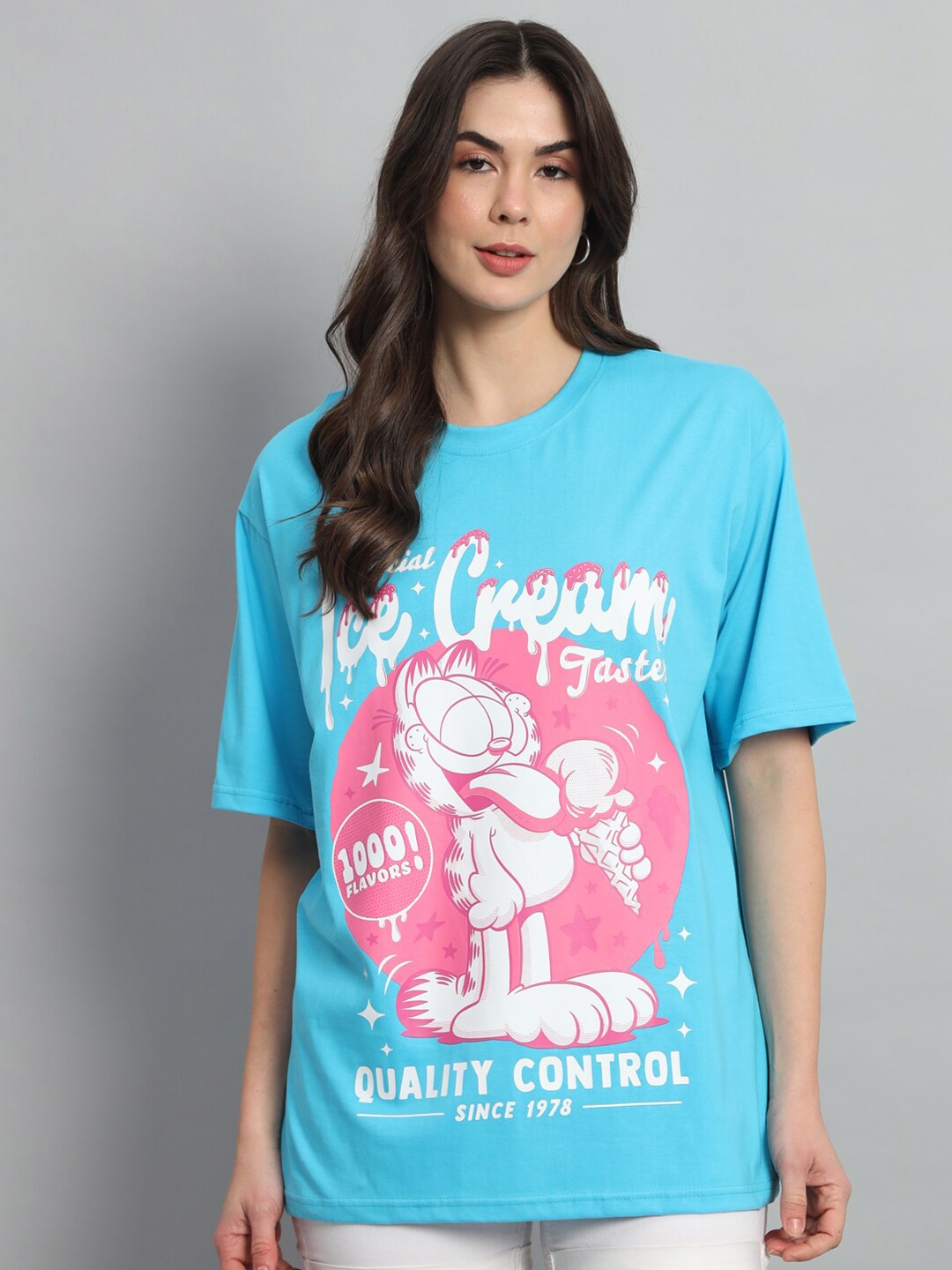 

COLOR CAPITAL Typography Printed Short Sleeves Oversized T-shirt, Teal