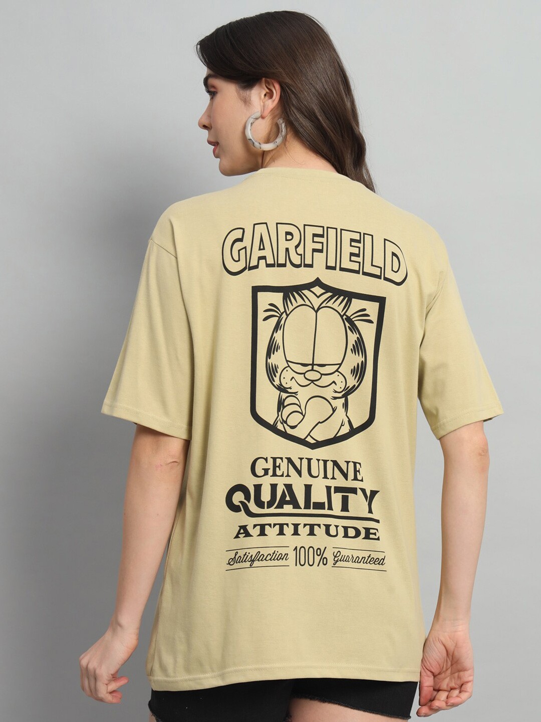 

COLOR CAPITAL Typography Printed Short Sleeves Oversized T-shirt, Khaki