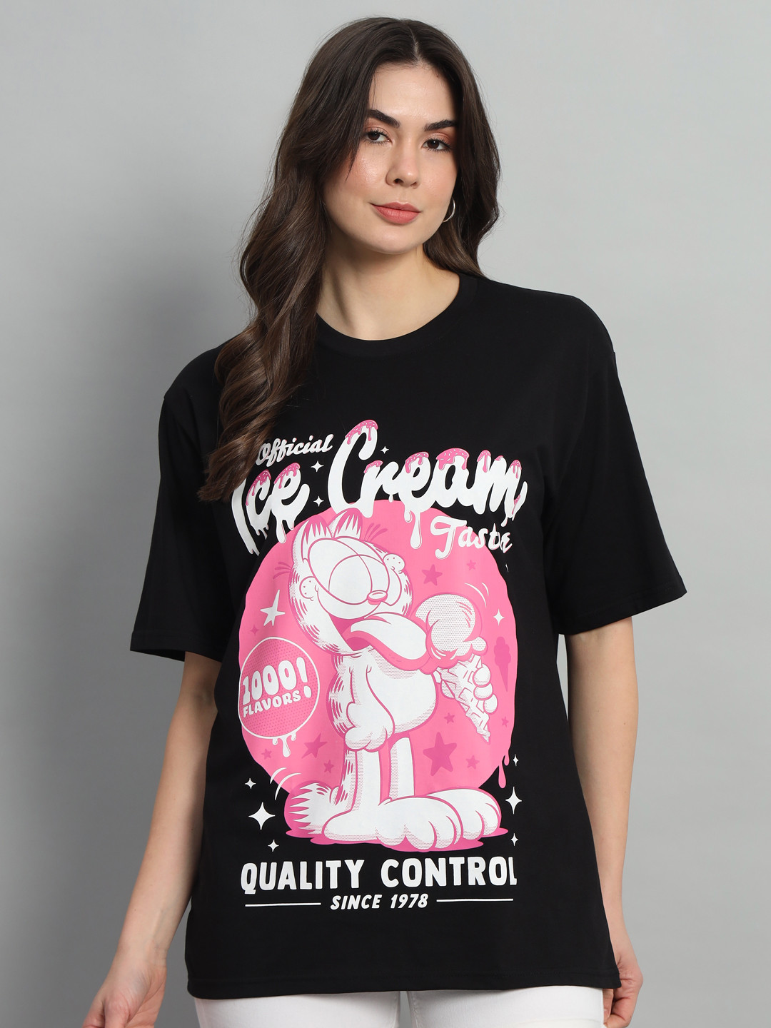 

COLOR CAPITAL Garfield Printed Oversized Cotton T-shirt, Black