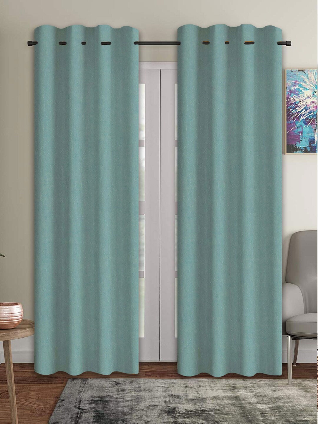 

Trance Home Linen Blue 2 Pieces Cotton Door Curtains