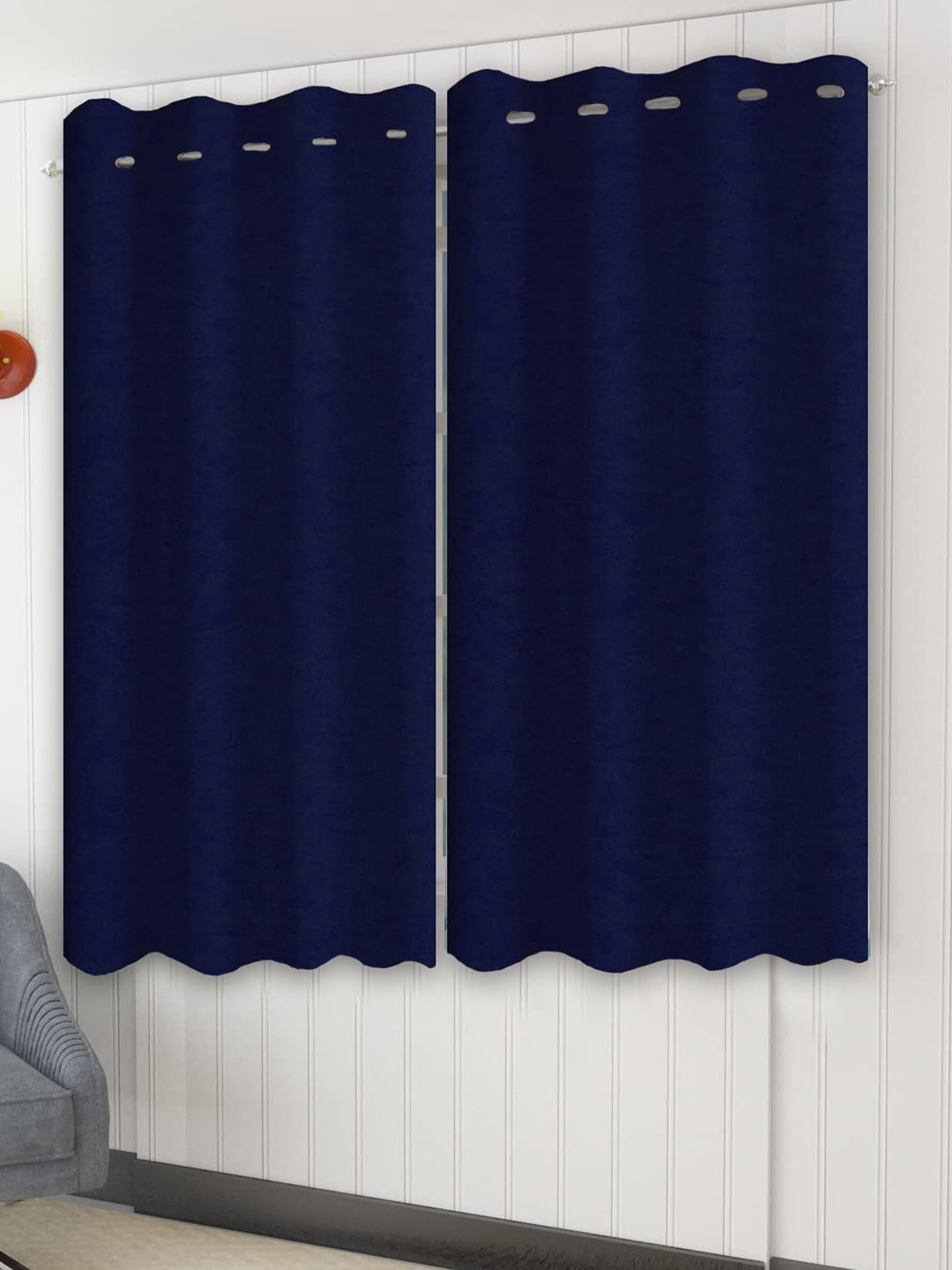 

Trance Home Linen Navy Blue 2 Pieces Cotton Window Curtains