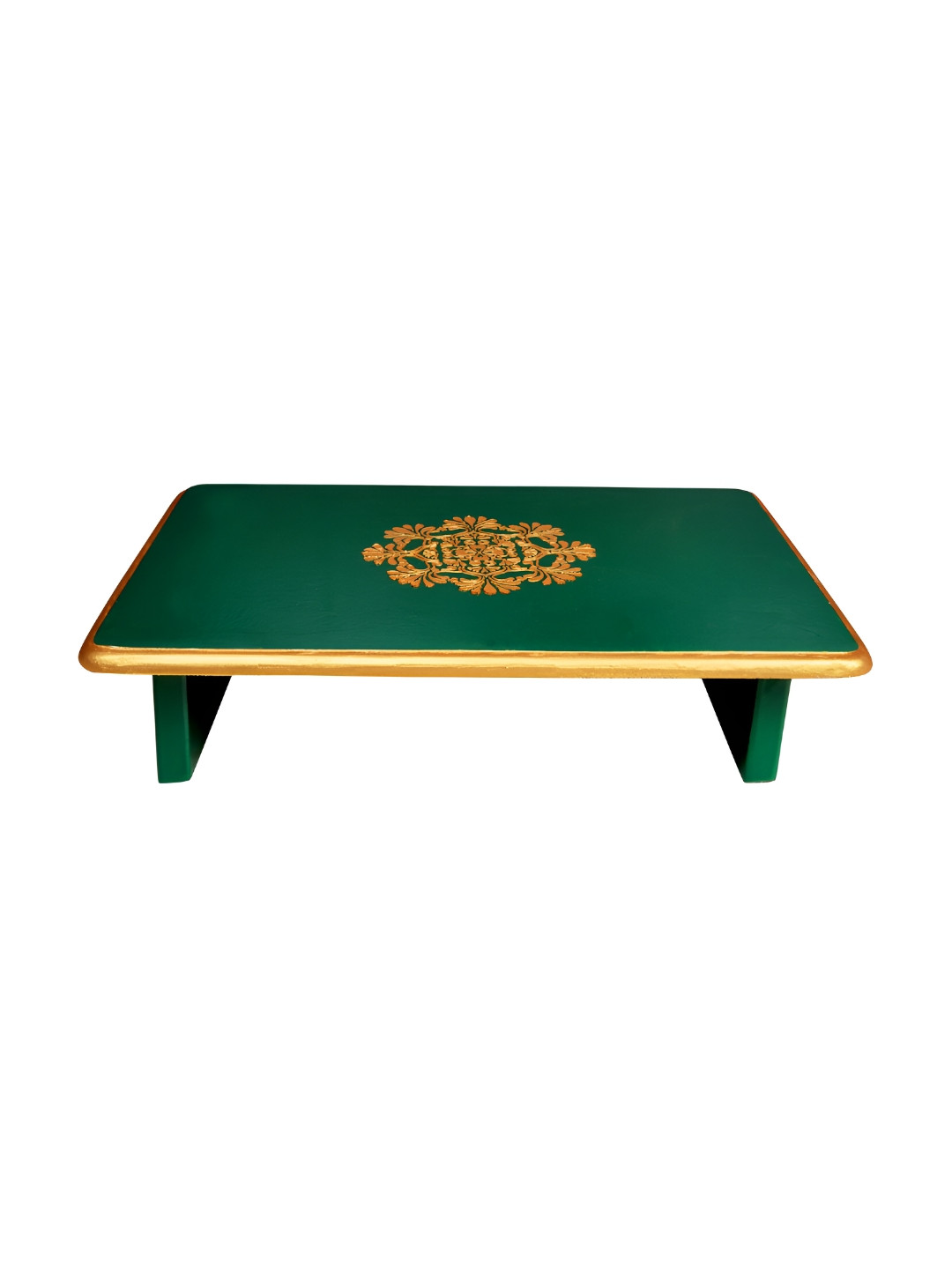

Lal Haveli Green & Beige Floral Printed Rectangle Wooden Pooja Chowkie