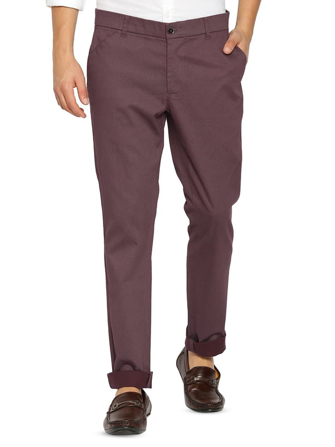 

Basics Tapered Fit Stretch Cotton Chinos Trousers, Purple