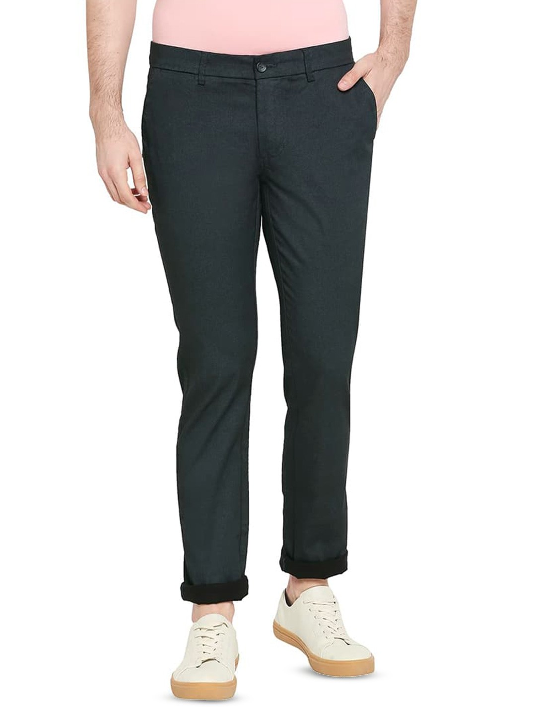 

Basics Mens Cotton Tapered Fit Regular 2 Pockets Trousers, Grey