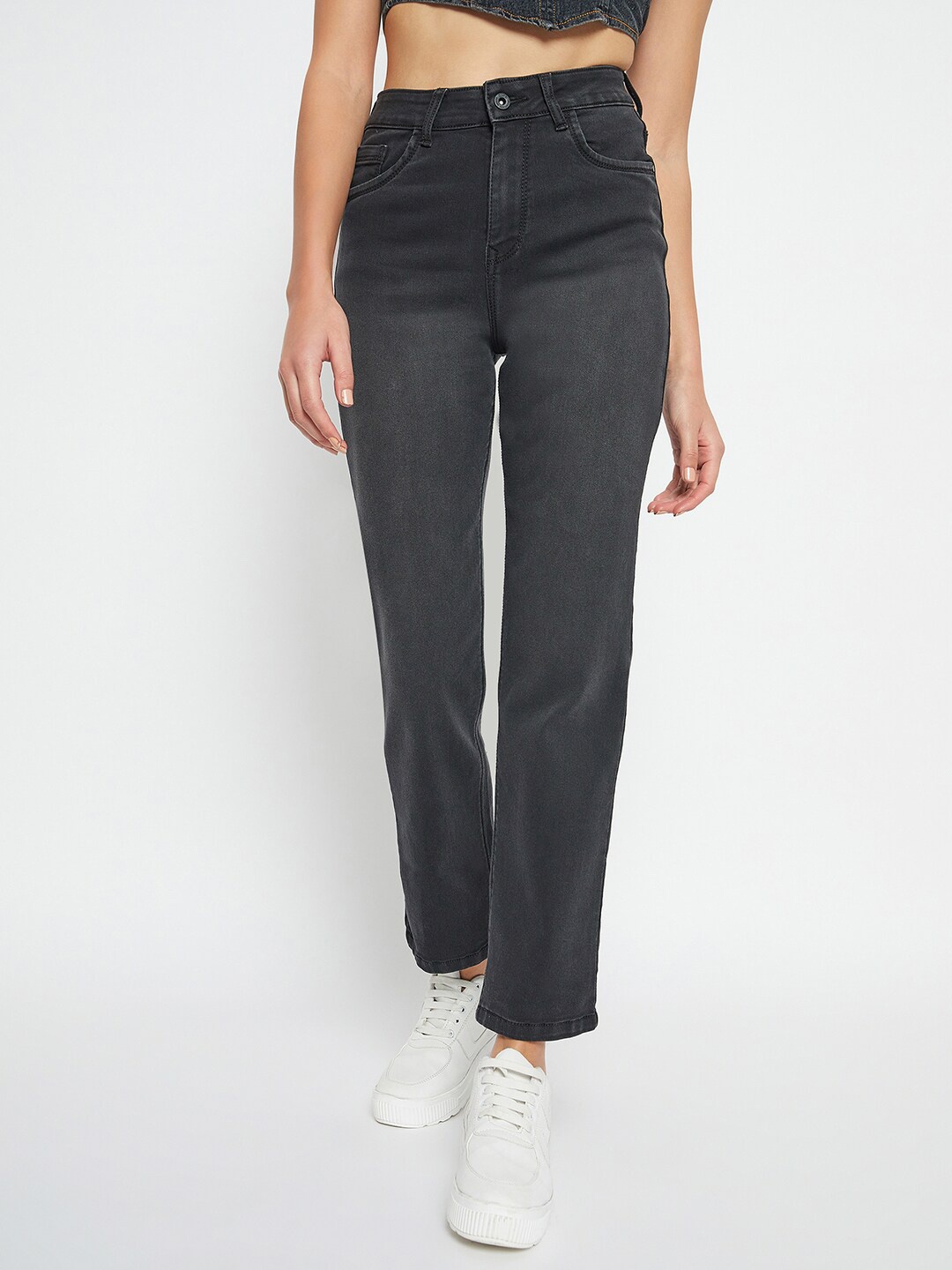 

Duke Women Mid-Rise Bootcut Cropped Stretchable Jeans, Grey