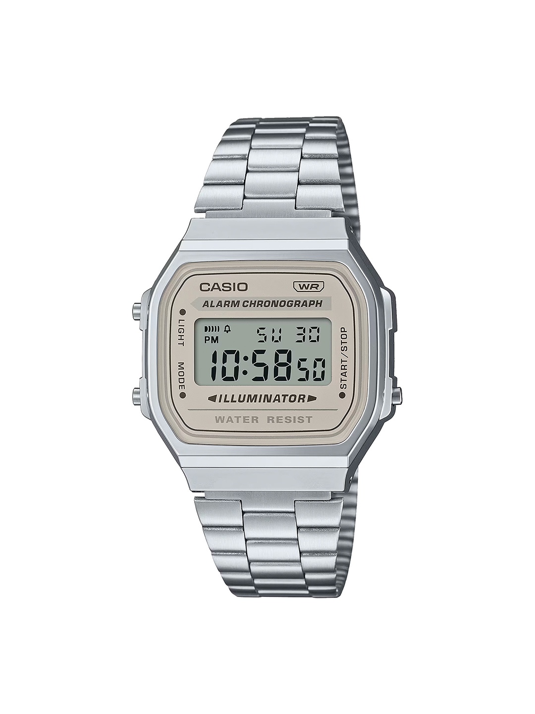 

CASIO Vintage A168WA-8AYDF Brown Digital Dial Silver Stainless Steel Band D332