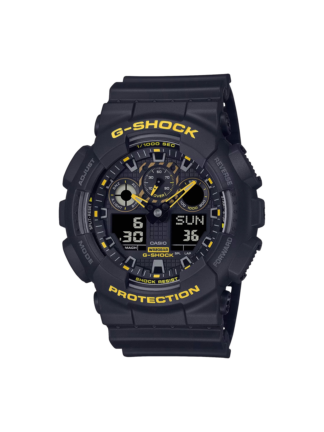 

CASIO Men G-Shock GA-100CY-1ADR Black-Yellow Ana-Digi Dial Black Resin Strap Watch G1486