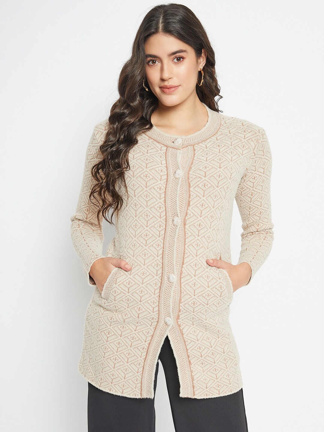 

Duke Longline Long Sleeves Cardigan, Beige