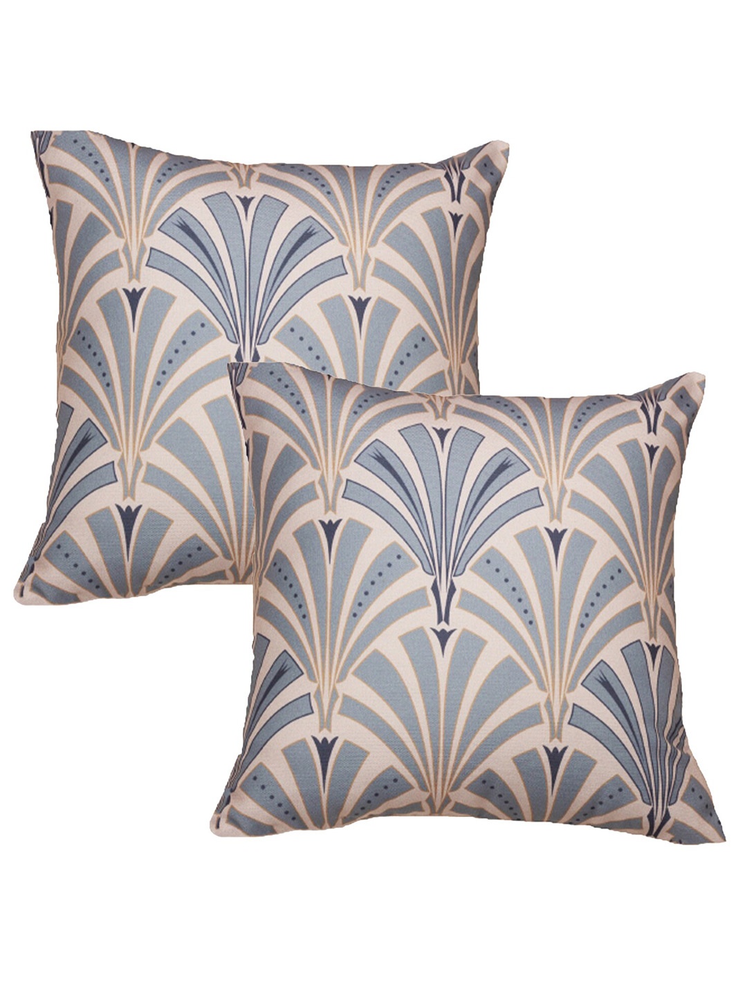

ZEBA Grey & Beige 2 Pieces Geometric Printed Square Cushion Covers